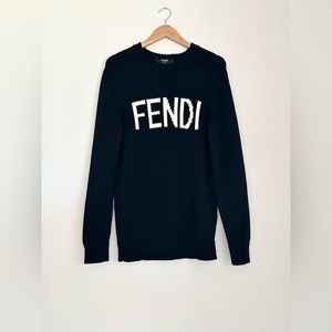 BRAND NEW FENDI INTARSIA KNIT SWEATER WITH LOGO